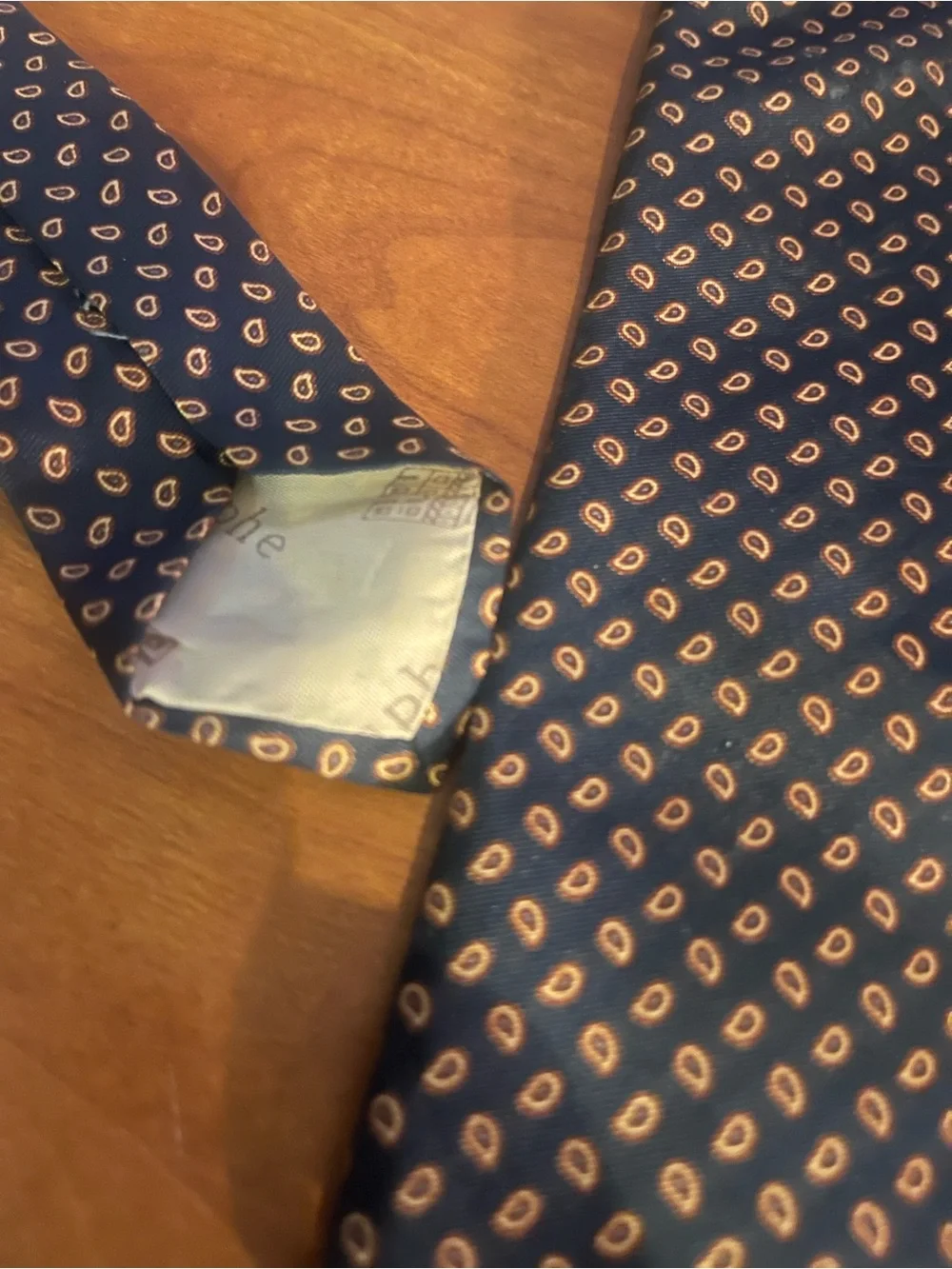 Men's Navy Blue Patterned Silk Tie